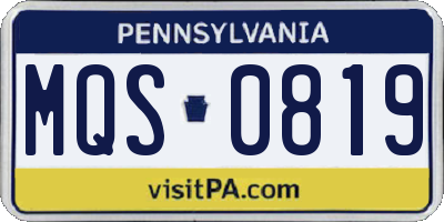 PA license plate MQS0819