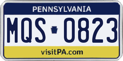 PA license plate MQS0823