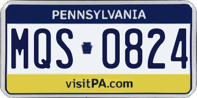 PA license plate MQS0824