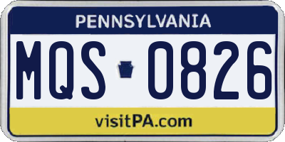 PA license plate MQS0826