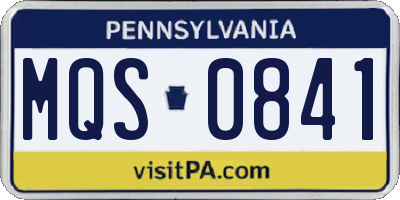 PA license plate MQS0841
