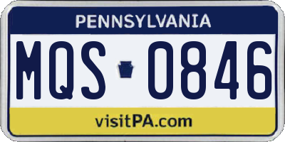 PA license plate MQS0846