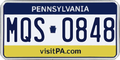 PA license plate MQS0848