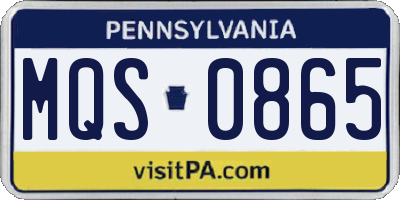 PA license plate MQS0865