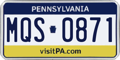 PA license plate MQS0871