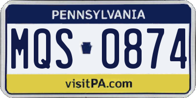 PA license plate MQS0874