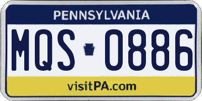 PA license plate MQS0886