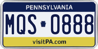 PA license plate MQS0888