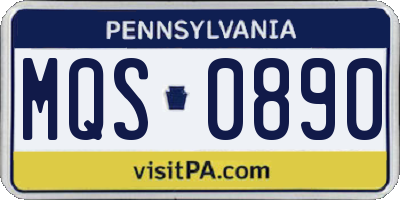 PA license plate MQS0890
