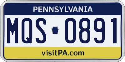 PA license plate MQS0891