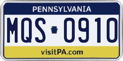 PA license plate MQS0910