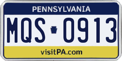 PA license plate MQS0913