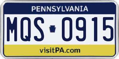 PA license plate MQS0915