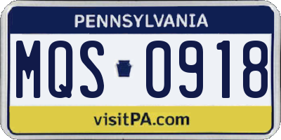 PA license plate MQS0918