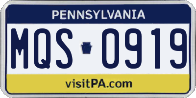 PA license plate MQS0919
