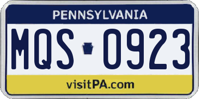 PA license plate MQS0923
