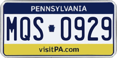 PA license plate MQS0929