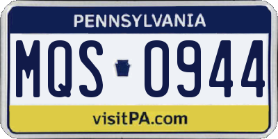 PA license plate MQS0944
