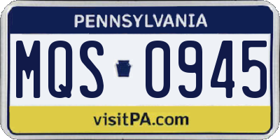 PA license plate MQS0945