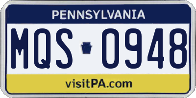 PA license plate MQS0948