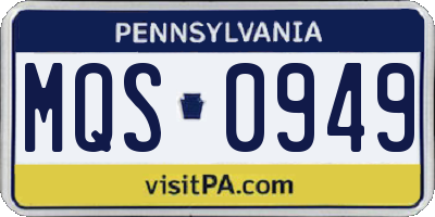 PA license plate MQS0949