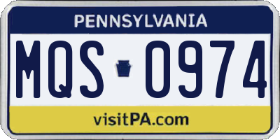 PA license plate MQS0974
