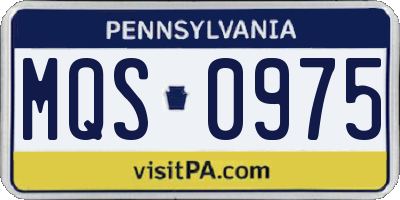 PA license plate MQS0975