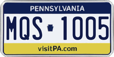PA license plate MQS1005