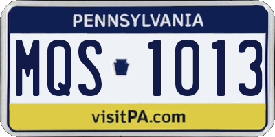 PA license plate MQS1013