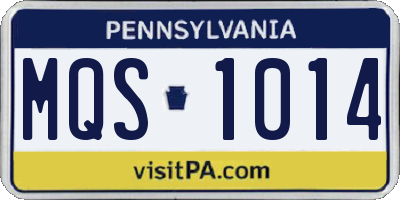 PA license plate MQS1014