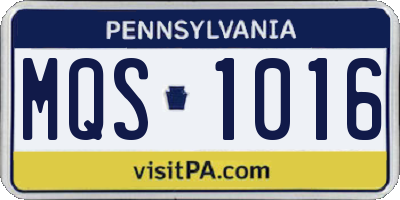 PA license plate MQS1016