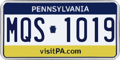 PA license plate MQS1019