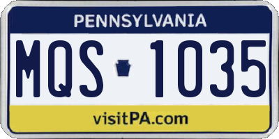 PA license plate MQS1035