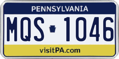 PA license plate MQS1046