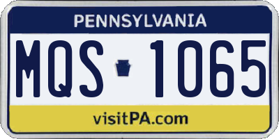PA license plate MQS1065