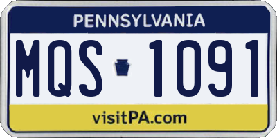 PA license plate MQS1091