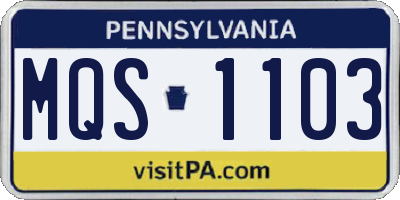 PA license plate MQS1103