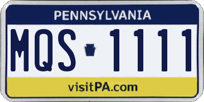 PA license plate MQS1111