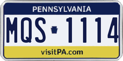 PA license plate MQS1114