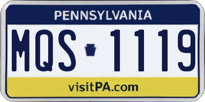 PA license plate MQS1119