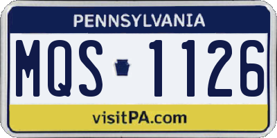 PA license plate MQS1126