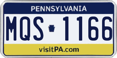 PA license plate MQS1166