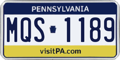 PA license plate MQS1189