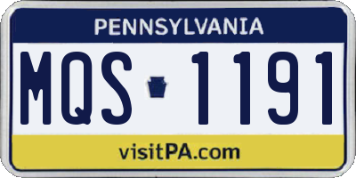 PA license plate MQS1191