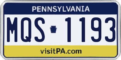 PA license plate MQS1193