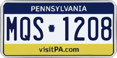 PA license plate MQS1208