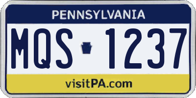 PA license plate MQS1237