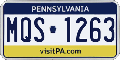 PA license plate MQS1263