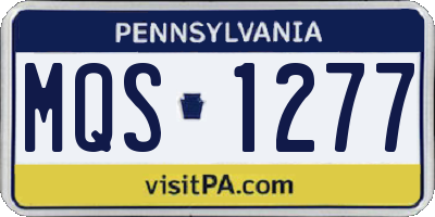 PA license plate MQS1277