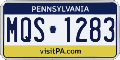 PA license plate MQS1283